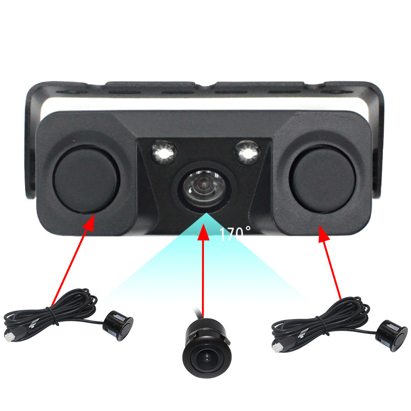3 in 1 Video Parking Sensor radar Detector Car Reverse Rear View Camera With Night Light Wireless Transmitter and Receiver